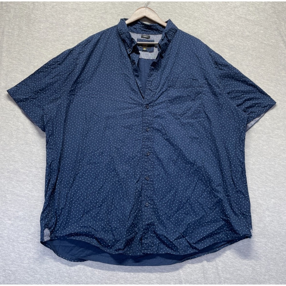 Lee Shirt Mens 3XL Navy Blue Micro Polka Dot Print Stretch Collared Button Down